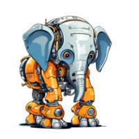 Cartoon elephant robots. T-Shirt, Sticker. Funny cyborg. AI Generated png