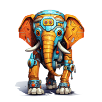 Cartoon elephant robots. T-Shirt, Sticker. Funny cyborg. AI Generated png