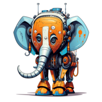 Cartoon elephant robots. T-Shirt, Sticker. Funny cyborg. AI Generated png