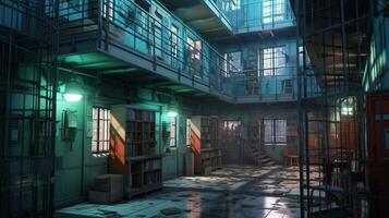 secret jailhouse, digital art illustration, Generative AI photo