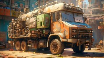 snaretruck, digital art illustration, Generative AI photo
