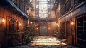 secret jailhouse, digital art illustration, Generative AI photo