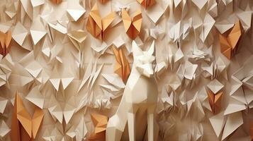 origami world, digital art illustration, Generative AI photo