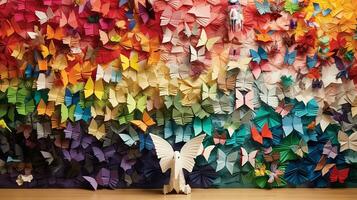 origami world, digital art illustration, Generative AI photo