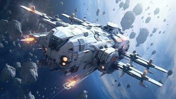orbital light offensive mega patroller, digital art illustration, Generative AI photo