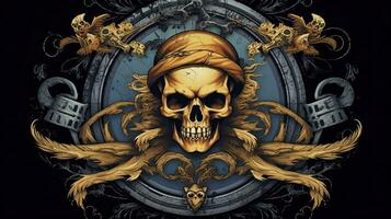 pirate skull, digital art illustration, Generative AI photo