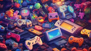 retro gaming, digital art illustration, Generative AI photo