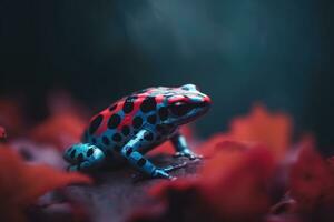 Exotic poisonous animal frog from tropical Amazon rain forest. Neural network AI generated photo