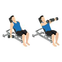 Man doing Front incline dumbbell raise exercise. vector