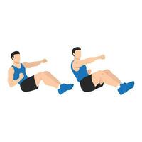 Man doing seated punches exercise. vector