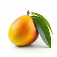 Mango with leaves. Mango isolated on white background.. AI generative photo