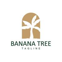 Banana Tree Logo, Tropical Fruit Plant Flat Silhouette Template Illustration Design vector