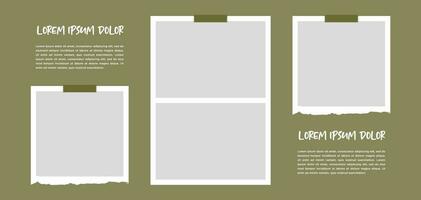 Pictures or photos frame collage. comics page grid layout abstract photo frames and digital photo wall template vector