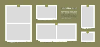 Pictures or photos frame collage. comics page grid layout abstract photo frames and digital photo wall template vector