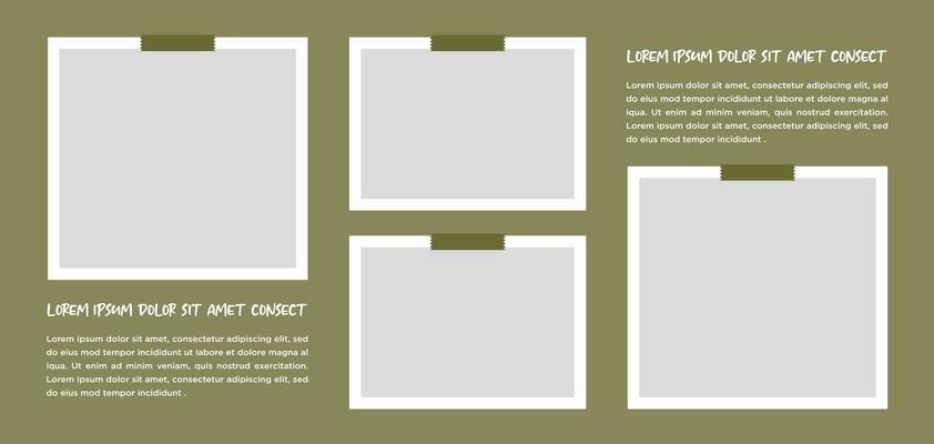 Pictures or photos frame collage. comics page grid layout abstract photo frames and digital photo wall template