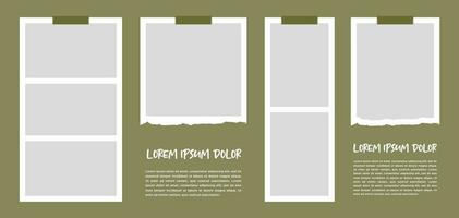 Pictures or photos frame collage. comics page grid layout abstract photo frames and digital photo wall template vector