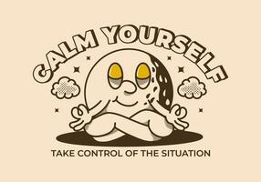 Calm yourself, take control of the situation. Mascot character of golf ball in meditation pose vector