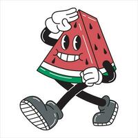 vector retro watermelon character with respectful pose