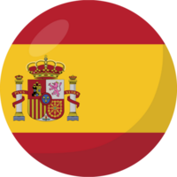 Spain flag circle 3D cartoon style. png