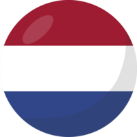 Netherlands flag circle 3D cartoon style. png