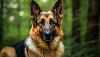 german shepherd dog laying in the grass at sunset AI Generated photo