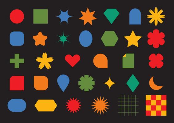 flat design vector coloful basic shape collection set