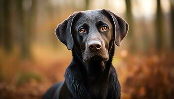 a yellow lab dog laying in the grass AI Generated photo