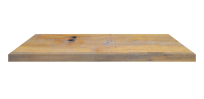 old wood shelves table isolated on transparent background. Png realistic design element.