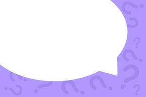 Question mark and bubble chat with copy space background. Purple quiz banner template. vector