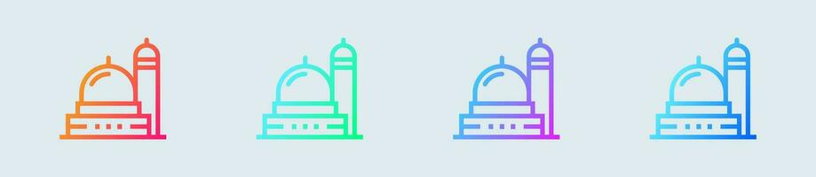 Mosque line icon in gradient colors. Islamic signs vector illustration.