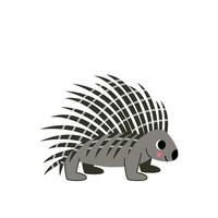 Vector illustration of cute porcupine isolated on white background.