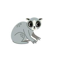 Vector illustration of cute slow lori isolated on white background.