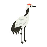 Vector illustration of cute Japanese crane isolated on white background.