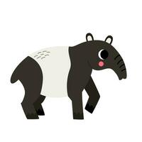 Vector illustration of cute tapir isolated on white background.