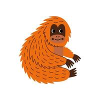 Vector illustration of cute orangutan isolated on white background.