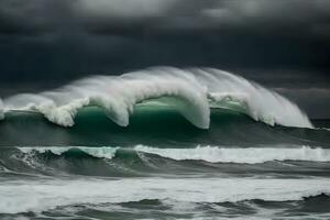 el Perfecto seta nube tormenta terminado el mar. neural red ai generado foto