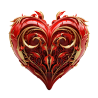 Sticker Red Heart Gold Ai Generative png