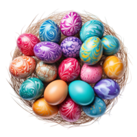 Easter eggs in a basket Ai Generative png