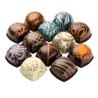 A collection of mixed chocolates Ai Generative png