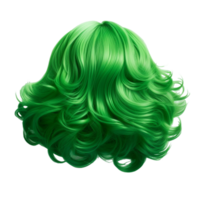 Trendy long hairs green colors realistic 3d Ai Generative png