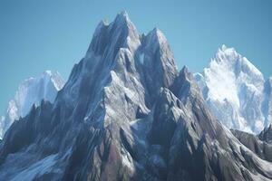 panorama de nieve montaña rango paisaje con azul cielo. neural red ai generado foto