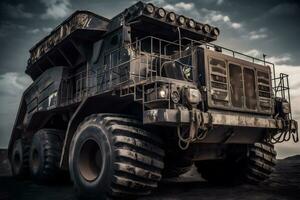 Semi TrailerTrucks Parked with The Sunset Sky. Shipping Cargo Container. Truck Wheels Tires. photo