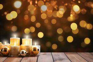 Christmas background, New Year's golden bokeh. ai generative photo