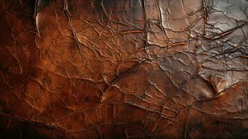 Weathered leather book cover vintage aged brown HD texture background Highly Detailed AI Generative photo