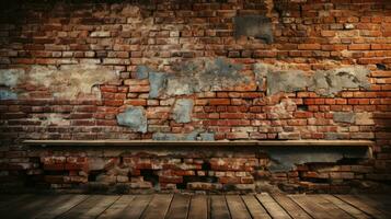 Vintage brick wall textured historic red architectural with empty space background Highly Detailed AI Generative photo