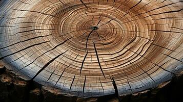 Sliced tree trunk rings natural organic brown HD texture background Highly Detailed AI Generative photo