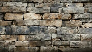 Stone wall rugged ancient gray architectural HD texture background Highly Detailed AI Generative photo