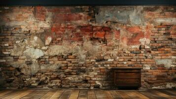 Vintage brick wall textured historic red architectural with empty space background Highly Detailed AI Generative photo