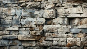 Stone wall rugged ancient gray architectural HD texture background Highly Detailed AI Generative photo