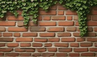 Brick wall surface texture and ivy background. brick wall pattern vector illustration